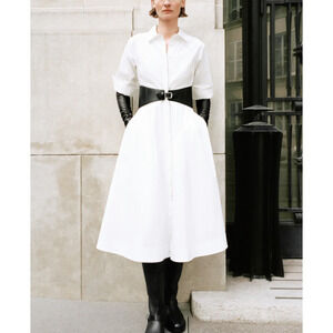 SIMKHAI Olson Belted Cotton Midi Dress Medium